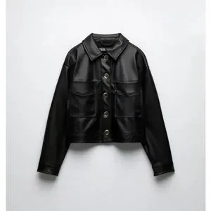 まぁ.♡さん専用★新品未使用★Faux leather crop jacket Zara | Jackets & Coats | Zara Faux Leather Cropped Jacket